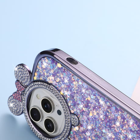 女子力UP iPhone15/15Proケース  ジュエリーリボン キラキラグリッター iPhone14/13Pro/12カバー 可愛い きれい[M4123]