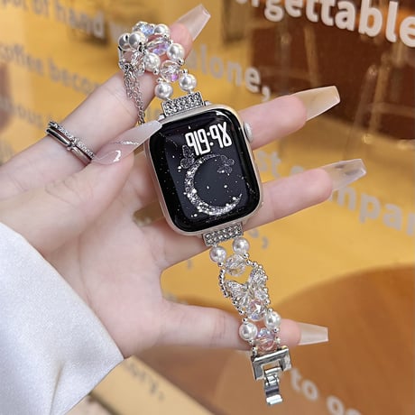 ダイヤパール Applewatchベルト きれい Ultra2/1/SE(第2/1世代)/Series9/8/7/6/5/4/3/2/1アップルウォッチバンド 高級感[M5625]
