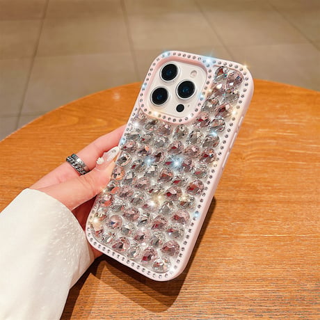 豪華ダイヤ iPhone16Pro/16カバー ジュエリー キラキラ iPhone15plus/14/13promaxケース 贅沢 ストラップ 高級感たっぷり [M5291]