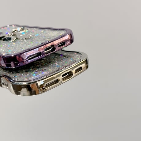 リボン iPhone16pro/16ケース うねうね グリッター iphone14/13pro/12proカバー 女子力アップ キラキラ おしゃれ[M4896]