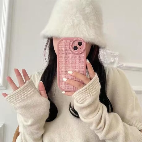 セレブ愛用 iphone14/14proケース  ツイード生地 iphone13/12/11カバー シンプル風  高級感 耐久性[M2368]
