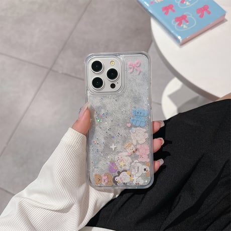 動く動物 iPhone15/15pro/15plusケース 液体 iPhone14/13pro/12ケース 面白い ギフトに最適[M4536]