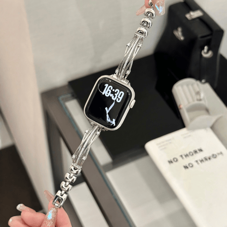 エレガント メタル AppleWatchバンド ダイヤ AppleWatchベルト Series 11/10/9/8 SE3/2  Ultra3/2/1 高級感高品質  美しい 人気[M6289]