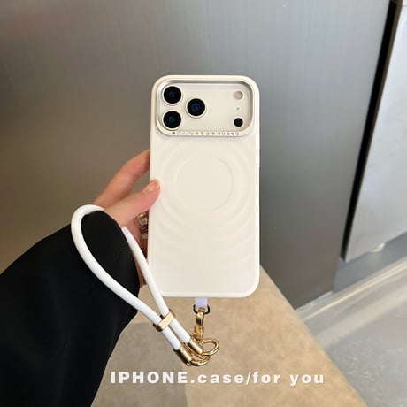 ストラップ付 iPhone17ProMax/17Proケース ジュエリーデコ iPhone17/16promaxカバー 落下防止 耐衝撃高品質 [M5793]