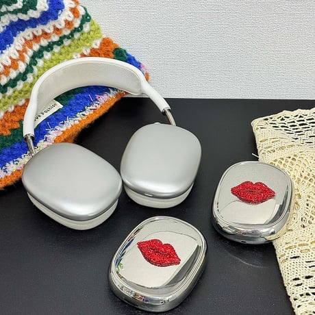 ジュエリー唇 AirPodsMaxケース 光沢感メッキ エアーポッズ マックス専用カバー かわいい おしゃれ ギフトにおすすめ[M4867]
