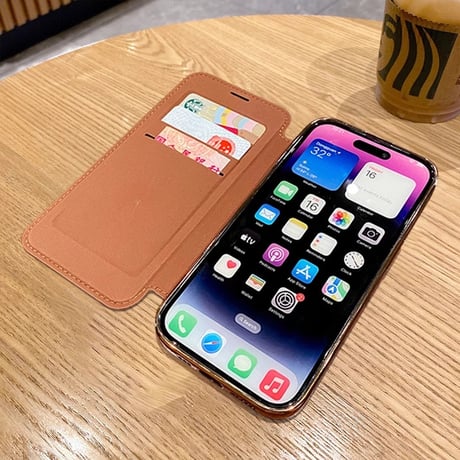手帳型 iPhone16Pro/16ProMaxケース ICカード収納 レザーiPhone15Pro/14plus/13カバー magsafe対応 レンズカバー [M4625]