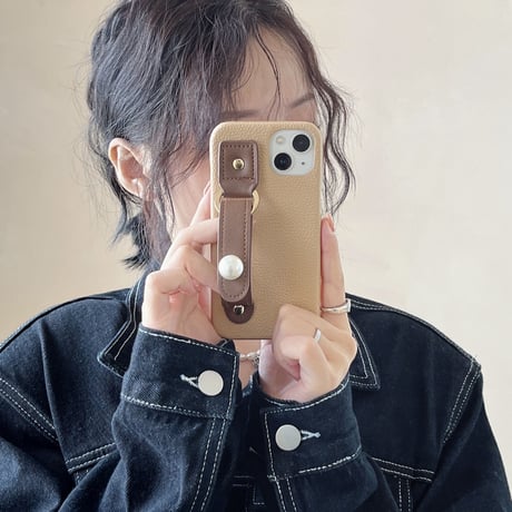 真珠ベルト  iphone14pro/14promaxケース  レザー製 アイフォン13/12/11カバー オシャレ 実用 ファッション[M2410]