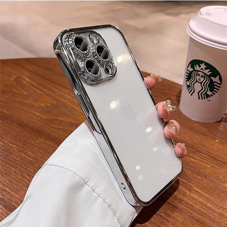 オシャレ iPhone15pro/15ケース  キラキラレンズカバー ラメ入りアイフォン14/13/12proクリアカバー ソフト 黄ばまない 色剥げない[M3660]