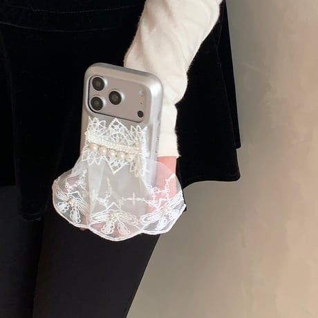 ウェディングドレス iPhone17Pro/17ケース パール レザー製 iPhone16Pro/15/14/13proカバー 可愛い 存在感抜群 オシャレ[M5875]