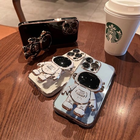 メッキ宇宙飛行士 スマホグリップ   可愛い グリップトーク  スマホリング  落下防止 卓上スタンド機能 可愛い  便利多機能 艶あり[M2121]