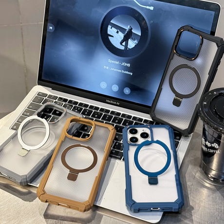 耐衝撃頑丈 iPhone16Promax/16Eケース Magsafe対応リングスタンド iPhone15/14/13proカバー レンズフィルム付 指紋防止 [M5422]