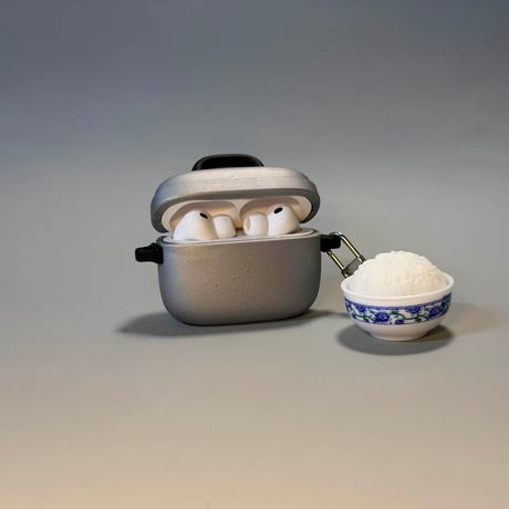 圧力鍋 Airpods Pro3ケース ご飯キーホルダー付 Airpods4カバー pro2ケース 可愛い ストラップ付 ギフトにおすすめ[M6049]