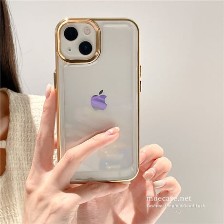 【iPhone16対応】黄ばまないアイフォン15pro/14promaxケース 高透明  高級感 メッキ 耐衝撃加工[M2260]
