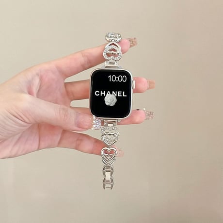 ダブルハート  AppleWatchバンド ダイヤ メタル AppleWatchベルト Series 11/10/9/8 SE3/2  Ultra3/2/1 高級感高品質[M6381]