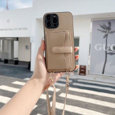 iphone14Plus/13proケース  カード入れ3個 ショルダー付き レザーアイフォン12mini/11カバー  高品質 便利 スタンド機能 [M2163]