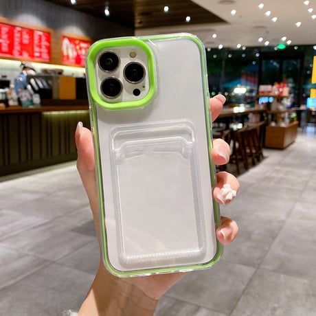 ICカード入れ iphone14pro/15proケース  カラー枠 頑丈iphone13/12/11proカバー   シンプル  お揃い 使いやすい 定番[[M2663]