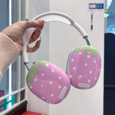 ストロベリー AirPodsMaxカバー ピンク エアーポッズ マックス専用ケース かわいい 耐久性あり 女子力アップ[M4177]