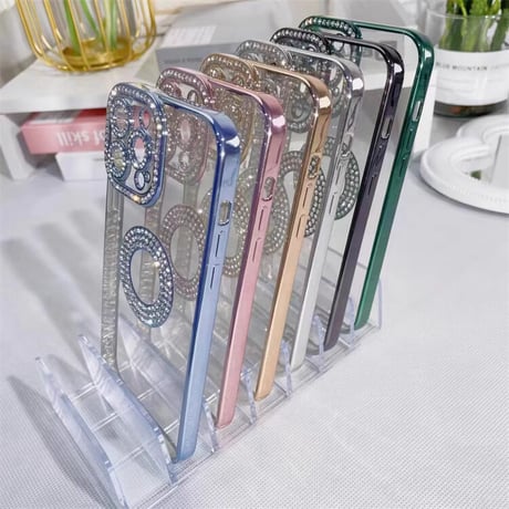 iPhone15/15proケース ストーン クリア オシャレ キラキラ iPhone14/13/12カバー 女子力アップ[M3489]