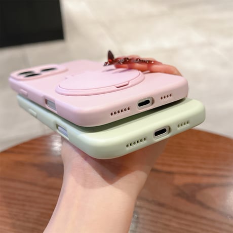 スタンド機能鏡付 iPhone16Pro/16plusケース パステルカラー iPhone15promax/14/13カバー 多機能 シンプル カメラ保護 [M5421]