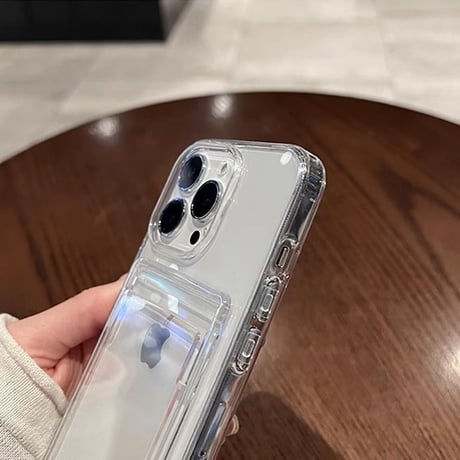 iPhone16/16Proケース カード収納 クリアiPhone15plus/14/13proケース 黄ばまない シンプル 高品質 [M4624]