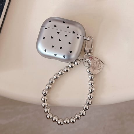 メッキ AirpodsPro3ケース 高級感シルバー Airpods4/3カバー AirpodsPro第2/1世代 ビーズストラップ ギフトに最適[M6479]