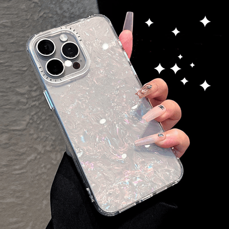 シェル風 iPhone15/15proケース ホワイトコーデ iPhone14promax/13pro/12ケース 半透明 高級感 [M4138]