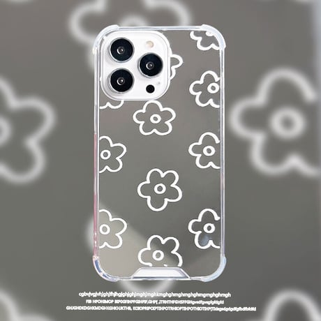 花柄 アイフォン15/14proケース  ミラー iphone13/12/11カバー キラキラ 四角耐衝撃加工[M1989]