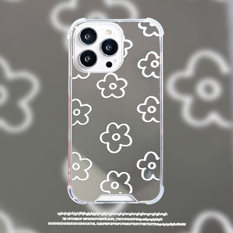 花柄 アイフォン15/14proケース ミラー iphone13/12/11カバー キラキラ