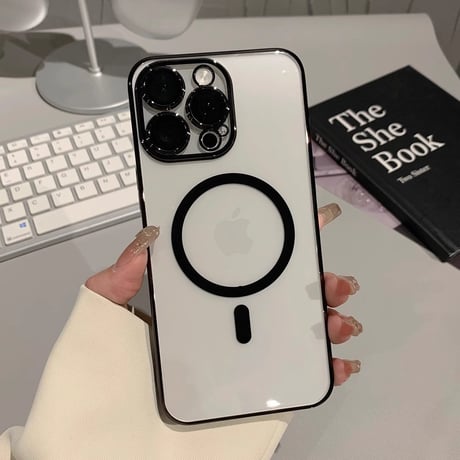 高透明 Magsafe対応iPhone15pro/15promaxケース ナチュラル/ブルーチタニウムに iPhone14Pro/13proクリアケース  黄ばまない 高級感[M3927]
