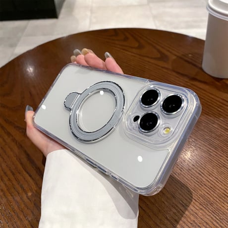 黄ばまない iPhone15pro/15promaxケース  MagSafeリングスタンド レンズフイルム iphone14/13pro/12カバー 耐衝撃 高機能[M4137]