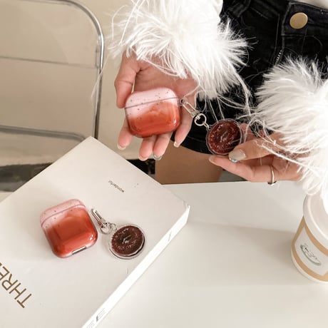 ぼかしカラー Airpods 4ケース ドーナツリング付 Airpodspro2/proカバー Airpods3/2 めっちゃ可愛い ギフトにおすすめ[M4887]