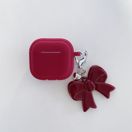 シリコン Airpods 4ケース リボンキーホルダー Airpods3/Pro2/pro3ケース airpodsproカバー  充電口カバー付 丈夫[M4985]