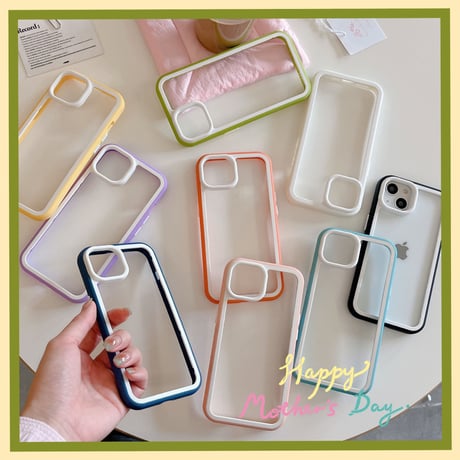 バンパー iPhone14/14proカバー 放熱 iPhone13/12/11promaxケース カラー枠 頑丈耐衝撃 シンプル風  男女兼用[M3191]
