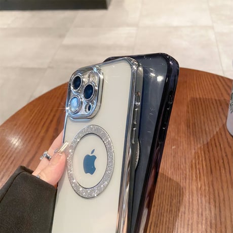キラキラ MagSafe iPhone15/15Proケース レンズフィルム付 iPhone14/13/12proカバー ラメ 黄ばまない [M3869]