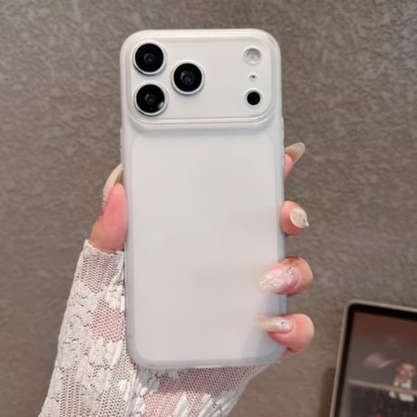 薄型軽量 iPhone17/17Proケース シルバー 指紋防止 iPhone16Pro/15pro/14ProMaxケース カメラ保護 持ちやすい[M6470]