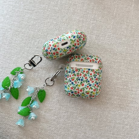 草花柄 Airpods Pro3ケース 可愛い  Airpods4/3ケース キーホルダー付き AirpodsPro2/Pro1カバー 女子力高い [M5785]