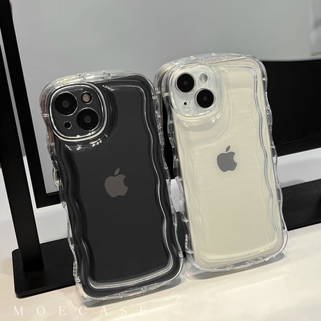 クリア iPhone17e/17Pro/16/15proケース  うねうね シンプル風 アイフォン14pro/13/12/11カバー 落下防止 定番 使いやすい [M2775]