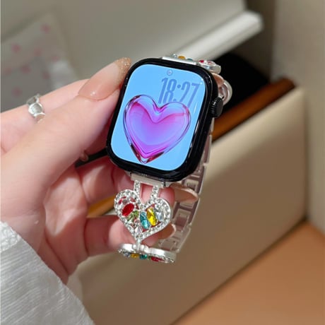 ジュエリーハート AppleWatchバンド 甘め AppleWatchベルト Series 11/10/9/8 SE3/2  Ultra3/2/1 高級感キラキラ感[M6533]