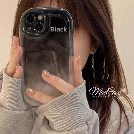 暈しバイオレット iPhone14/13/12ケース ブラック クリアアイフォン11/xs/SE3カバー 流行 耐衝撃加工 お揃い[M2950]