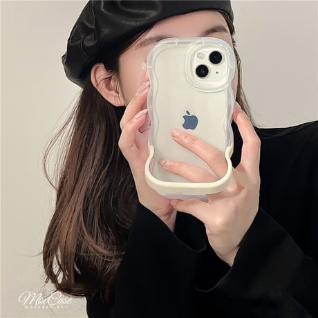 スタンド付波紋枠 iPhone13/14ケース 指紋防止マットクリア アイフォン12pro/11カバー シンプル 黄ばまない 頑丈 男女向け[M2987]