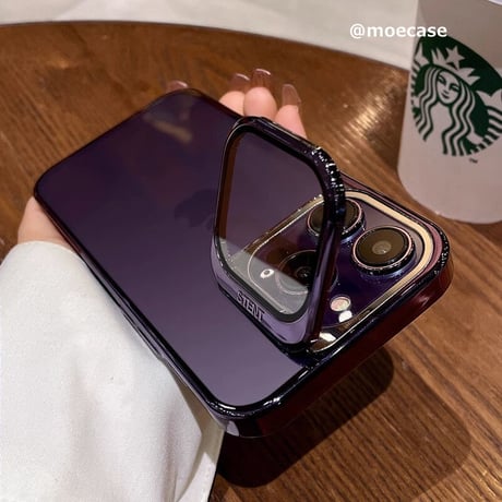 レンズカバースタンド一体型 iPhone16Pro/15ProMaxケース iPhone14pro/13promax/12クリアケース 耐久性 頑丈[M3539]