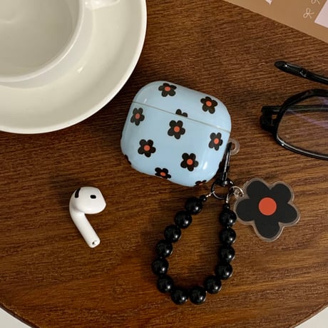 韓国風 Airpods4ケース 花柄 AirpodsPro2ケース airpods3/2ケース 花バックチャーム付 シック[M5477]