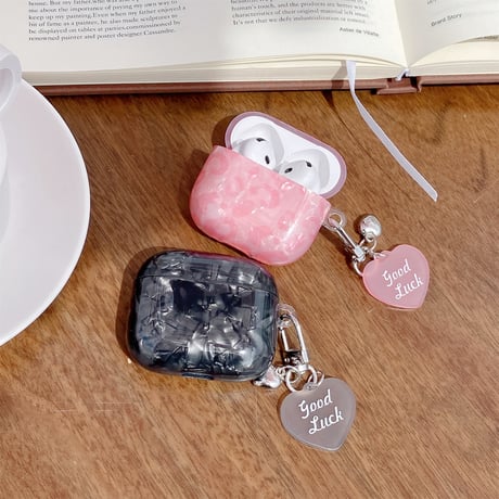 シェル柄 Airpods 4ケース ピンク/ブラック Airpods3/Pro2ケース airpodsproカバー 可愛いキーチェーン付 女子力高い [M5147]