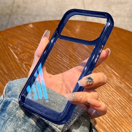 高透明 iPhone17ProMax/17Proケース ブルー/オレンジ/シルバーに合う iPhone17/Air/16/15カバー 黄ばまない 耐衝撃[M5844]