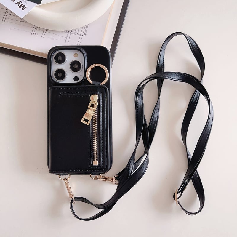 未使用　iPhone 13 Pro Max ケース　小銭ケース付き　ストラップ iPhone15/15proケース カード収納/小銭入れ レザー アイフォン14/13/12