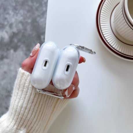 Airpods4/Pro3ケース クリア AirpodsPro2/Pro1カバー  エアポッズ3/2 カラビナ付 シンプル 定番商品[M4677]