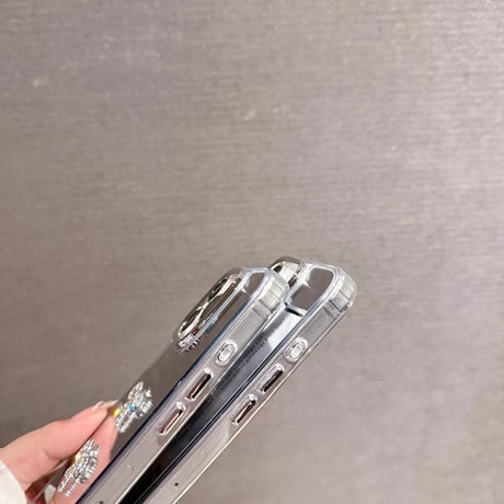 ジュエリーリボン iPhone16pro/16カバー メイク鏡付 iPhone15ptomax/14pro/13ケース おしゃれ 上品 可愛い [M5124]