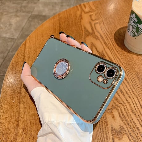 スマホリング付 iphone11/12promaxケース 金色枠ツヤありアイフォンSE2/XSMAXカバー スタンド機能付 落下防止 頑丈耐久性耐衝撃 M300