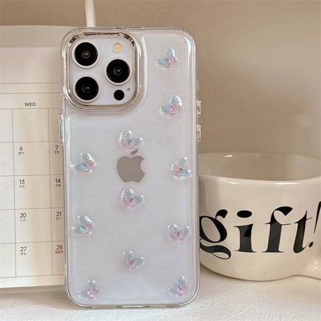 立体蝶々 iphone16/16proカバー  高透明 iphone15/14pro/13/12/11カバー 女子力アップ シック[M4942]