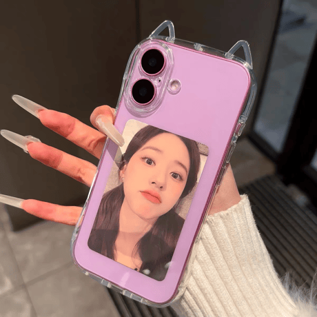 猫の耳 iPhone16/16Proケース 高透明 iPhone15Plus/14pro/SEカバー フィット感 推し活におすすめ 自由アレンジ[M5363]